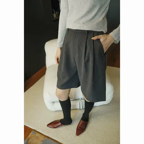 2024春夏季新款女装简约休闲百搭垂感显瘦高腰舒适柔软女士短裤女商品大图