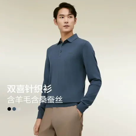 【清仓福利】红豆男装桑蚕丝针织衫毛衣男2025春季翻领polo衫图片