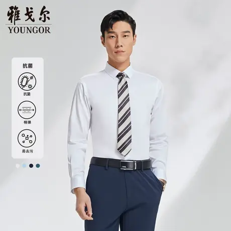 【抗菌衬衫】雅戈尔官方商务休闲修身棉弹舒适长袖衬衫男图片