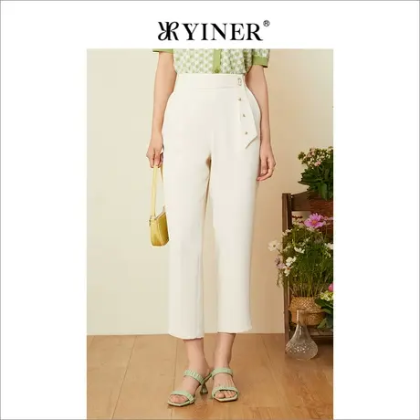 YINER音儿线上专选女装2022夏季高腰直筒西装裤子休闲裤图片