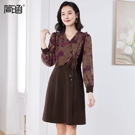 设计感连衣裙简涵大码女装2024春季新款减龄显瘦收腰中长款裙子商品大图