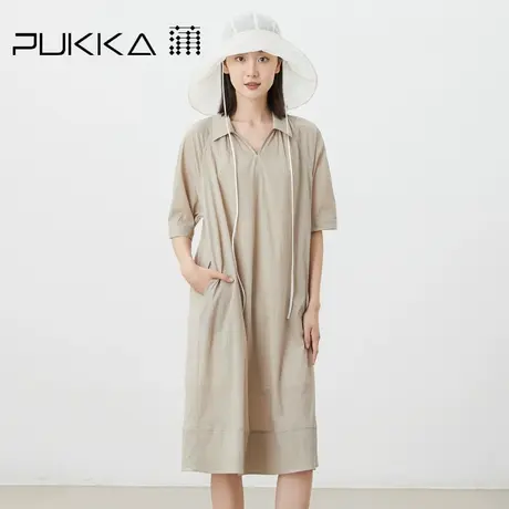 蒲PUKKA原创设计女装2023夏季宽松休闲A版显瘦短袖衬衫连衣裙图片