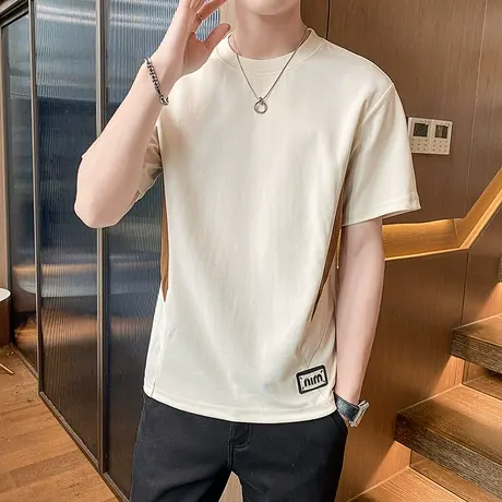 2024夏季新款短袖T恤男士潮流时尚休闲百搭宽松半袖体恤男装上衣图片