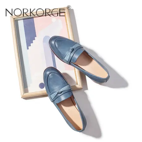 文艺雾蓝色乐福鞋单鞋女鞋商品大图