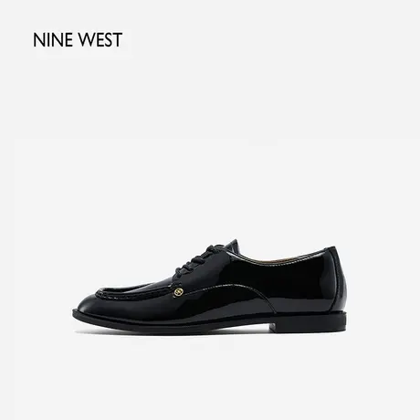 Nine West/玖熙英伦正装系带女士皮鞋2023秋新款漆皮深口职业单鞋商品大图