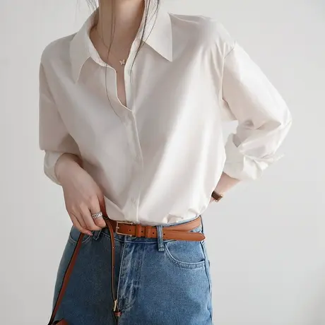 嘉茱莉2023年新款女士衬衫上衣法式设计感小众高级感长袖衬衣春秋商品大图