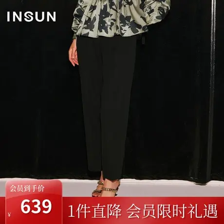 恩裳COVER2023秋装新款简洁竖插口袋设计利落干练商务羊毛直筒裤商品大图