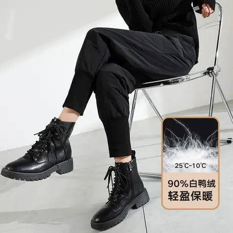 羽绒裤女外穿时尚棉裤高腰加厚2023冬季新款束脚哈伦加绒工装裤子图片