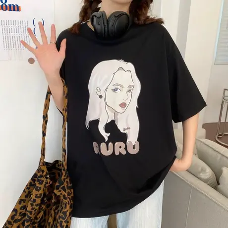 ins超火短袖t恤女设计感小众半袖宽松韩版bf慵懒风chic港味上衣服商品大图