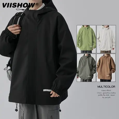 VIISHOW冲锋衣外套男日系潮牌vntage连帽秋季上衣服宽松百搭夹克商品大图