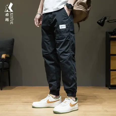 秋冬束脚工装裤男款宽松大码男裤男士潮牌九分裤休闲百搭纯棉裤子商品大图