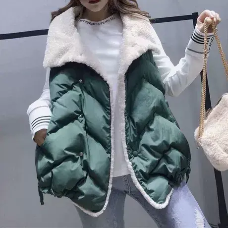 欧货大码马甲女装时髦新款春秋季胖mm宽松拼接坎肩马夹外套200斤图片