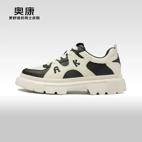 【运动皮鞋】奥康男鞋春秋季新款厚底轻质透气舒适潮流休闲鞋图片