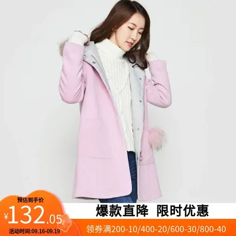艾格2023春季女装新款羊毛修身百搭潮流连帽中长款毛呢外套Y206图片