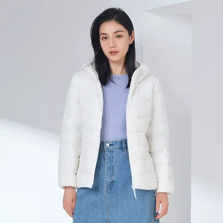 【商场同款】坦博尔轻薄羽绒服女2022年短款连帽轻型外套TB330238图片