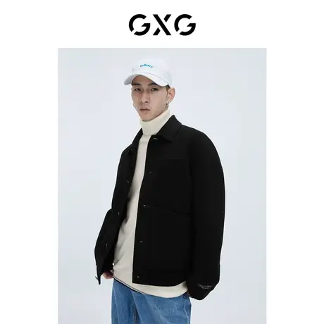 GXG男装 冬季时尚休闲帅气个性潮黑色青年夹克GC121006K商品大图