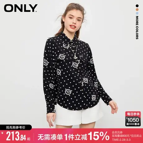 ONLY冬季潮流休闲气质设计感印花翻领衬衫女商品大图