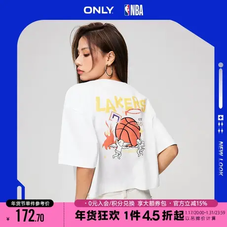 ONLY2023秋季新款NBA联名款潮酷圆领落肩宽松T恤女商品大图
