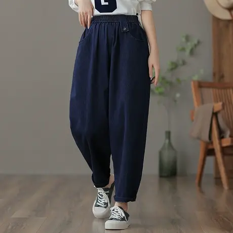 dza 高腰显瘦工装直筒牛仔裤子女士秋季新款宽松阔腿裤休闲哈伦裤图片