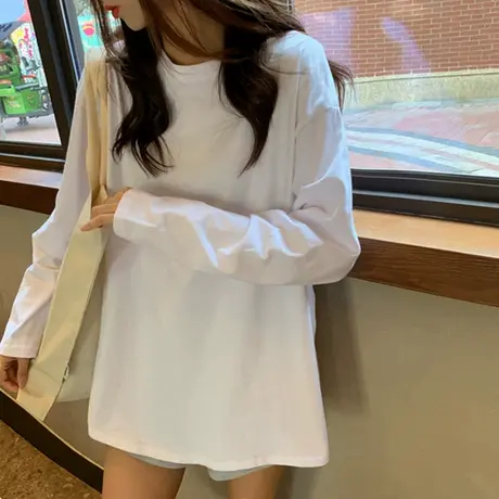 早秋白色打底衫女装长袖内搭春秋季冬上衣服2023新款百搭t恤ins潮商品大图