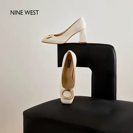 Nine West/玖熙法式晚风单鞋粗跟不累脚高跟鞋女2025新款配裙子商品大图