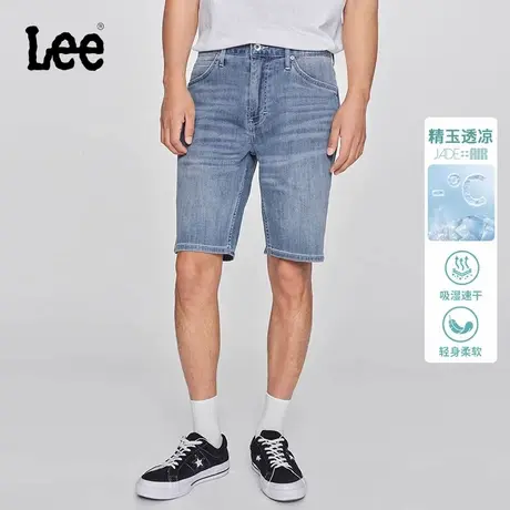 Lee商场同款25早春新精玉透凉浅蓝色男牛仔短裤凉凉裤潮流A08357图片