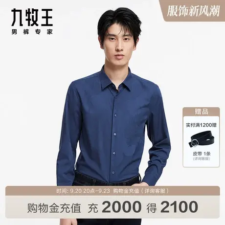 [商场同款]九牧王男装JC3C40917休闲长袖衬衫23秋新易打理上衣SN商品大图