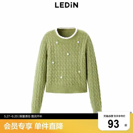 乐町花边圆领套头衫冬季新款针织衫C1EED4539商品大图