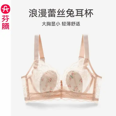 芬腾女士内衣大胸显小上托防下垂文胸性感蕾丝边收副乳软钢圈胸罩图片