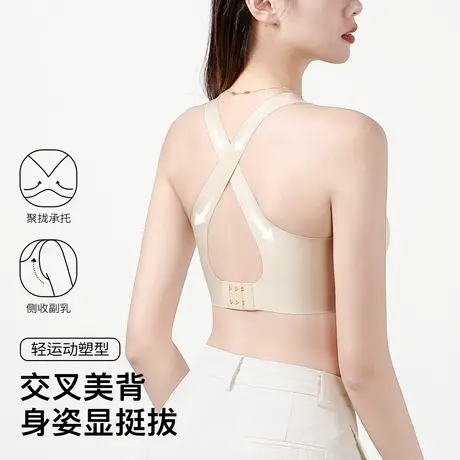 梦芭蒂时尚运动交叉美背聚拢内衣女W软支撑上托有型防下垂文胸商品大图