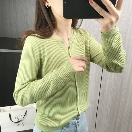 v领针织开衫女春秋冬2024新款外搭女装打底衫女长袖毛衣外套上衣商品大图