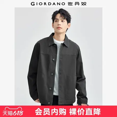 佐丹奴休闲外套男新款纯棉痞帅破骨大口袋翻领教练夹克男01074081商品大图