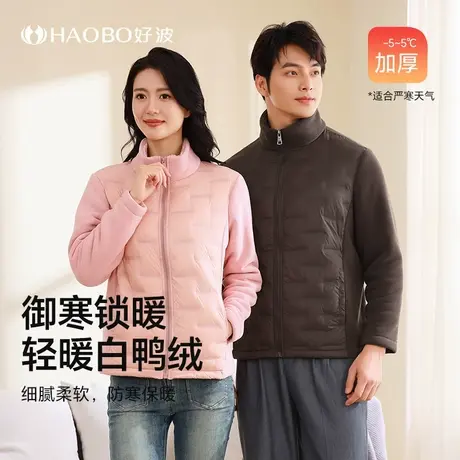 好波冬季男女立领轻暖时尚拼接保暖上衣拉链款外套HKS2401商品大图