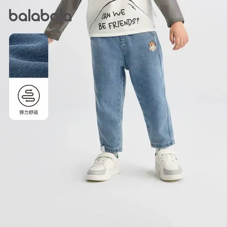 巴拉巴拉童装宝宝牛仔裤男童女童长裤2025秋新款萝卜裤松紧腰百搭商品大图