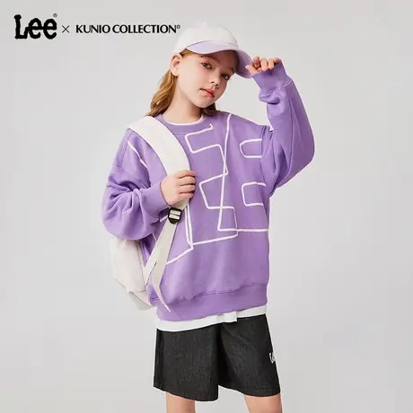 Lee童装印花logo圆领卫衣女童2025年秋季新款时尚百搭宽松上衣商品大图