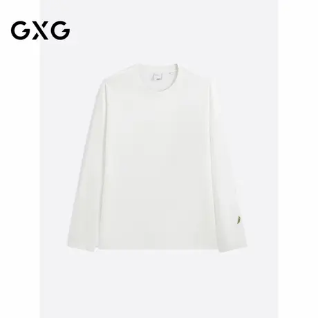 GXG男装 白色纯色设计简约基础长袖T恤男士 24秋季品G24X343006商品大图