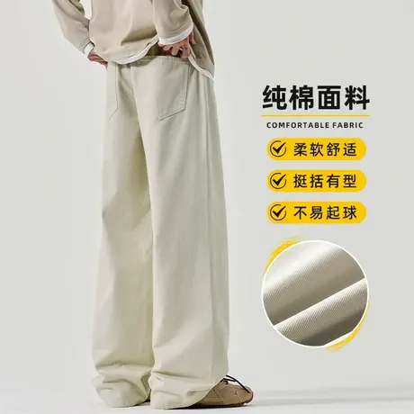 雅鹿2025新款纯棉基础cleanfit直筒休闲裤男复古宽松潮流百搭长裤商品大图