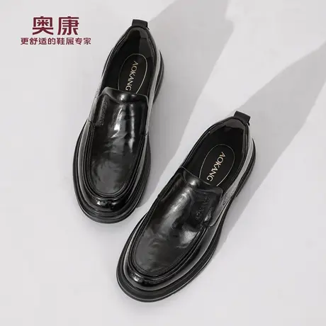 奥康 男鞋2025春秋新款一脚蹬商务休闲皮鞋真皮软底舒适爸爸鞋N商品大图