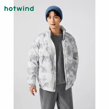 热风夹克外套男2023年冬季新款满印厚款立领棉服上衣男装外套商品大图