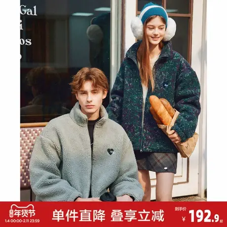 唐狮2026秋冬季加厚外套短款立领情侣同码仿羊羔毛外套保暖时尚潮图片