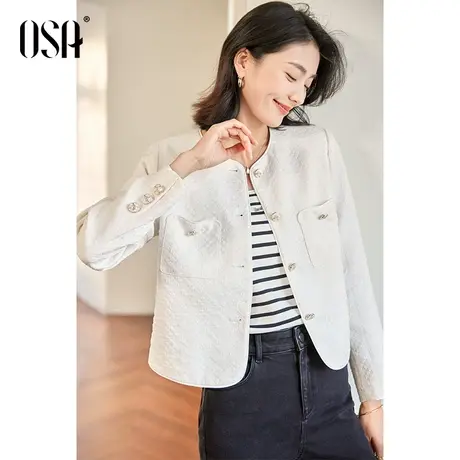 OSA欧莎小香风百搭白色短款小个子棒球服外套初春装女2024年新款商品大图