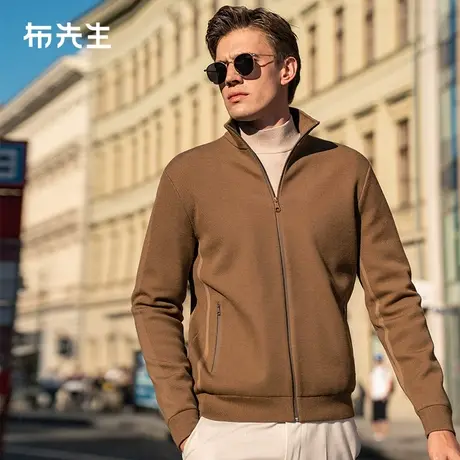 MrBu布先生拉链立领侧边口袋羊毛外套春秋毛衣开衫男BT12235商品大图