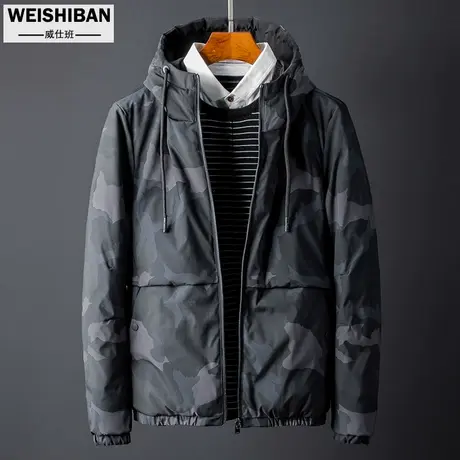 年底清仓冬季迷彩外套男潮流加厚两面穿短款棉服冬天连帽保暖棉袄图片