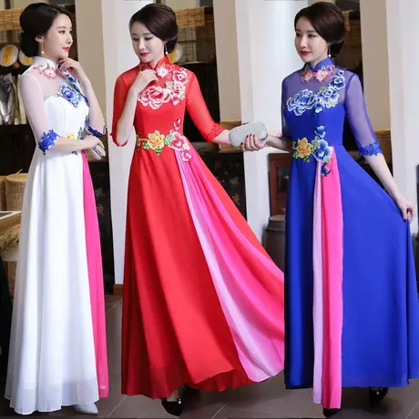 合唱团礼服2025春秋新款长裙年会演出服舞台舞蹈服宴会晚礼服装女图片