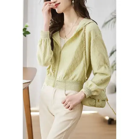 时尚休闲气质短外套2023年春季新款女士简约百搭宽松显瘦连帽上衣商品大图