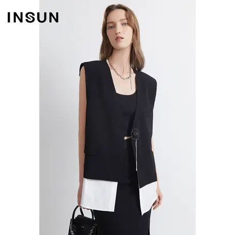 INSUN恩裳夏季撞色拼接明线马夹商品大图