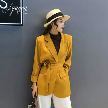 小西装外套女2024春季韩版宽松休闲上衣收腰显瘦中长款网红小西服商品大图