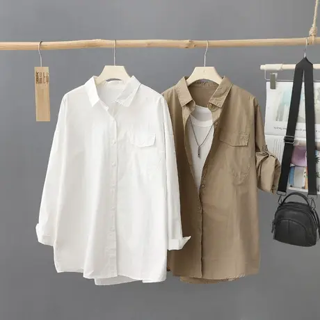 女士白衬衫外套女长袖秋装2024年新款纯色洋气百搭上衣衬衣打底衫图片
