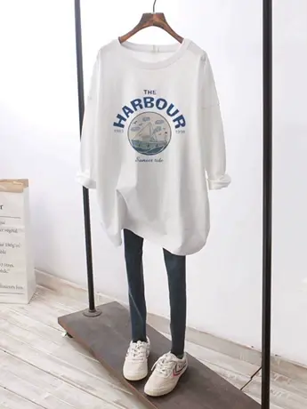 白色内搭打底衫2023早秋新款欧货女装冬季德绒中长款长袖t恤上衣商品大图