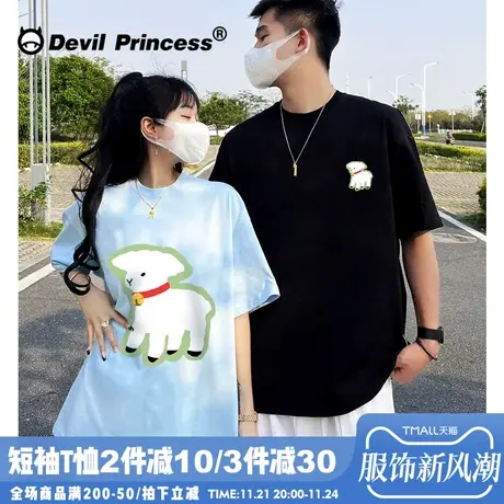 ulzzang小众学院风可爱卡通情侣短袖t恤夏季新款超好看半袖上衣潮商品大图